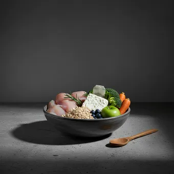 Dukan-dieet: Magere eiwitten, Vetvrije zuivelproducten, Haverzemelen, Groenten, Beperkt fruit