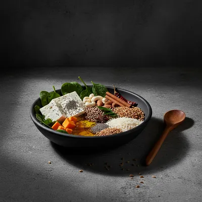 Hindoe vegetarisch eetpatroon: Zuivelproducten, Groenten en fruit, Granen, Peulvruchten, Noten en zaden