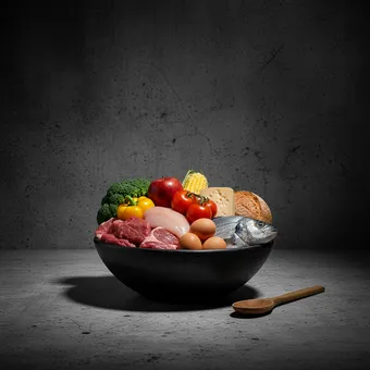 Koosjer eetpatroon: Koosjer geslacht vlees van herkauwers met gespleten hoeven, Gevogelte, Vis met vinnen en schubben, Alle groenten en fruit, Granen, brood en pasta